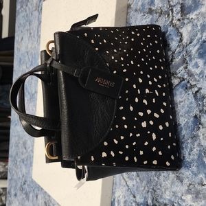 Kate Spade leather Mini A Satchel deerdot mini purse. Real fur.